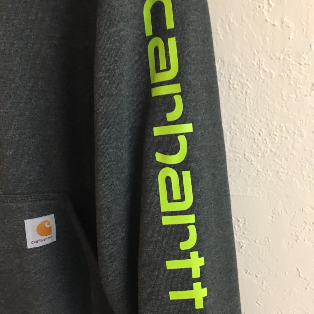 Carhartt Loose Fit Hoodie Sweatshirt 2XL Grey Fleece Lined - Picture 4 of 10